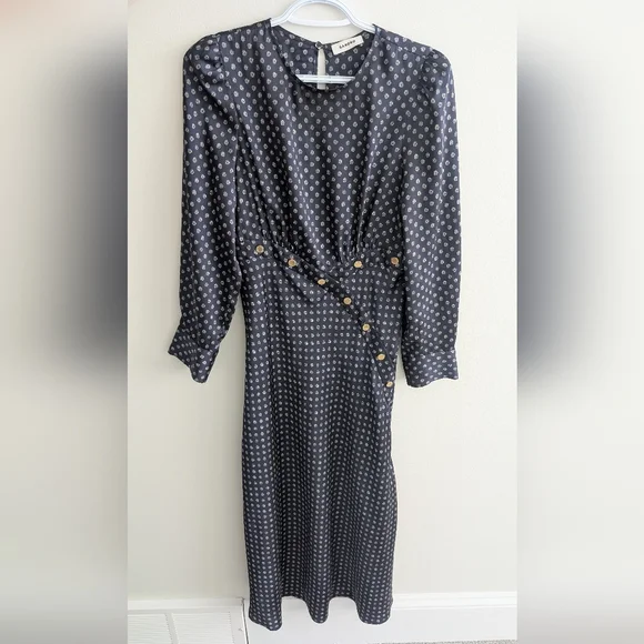 Sandro Midnight Blue Patterned Long Sleeve Dress - Picture 5 of 11
